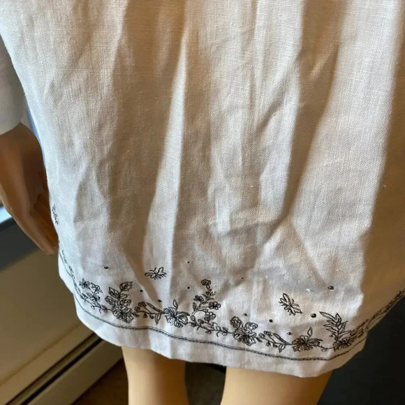 Norton McNaughton 100% Linen Floral Embroidery Button Up Shirt Women Size M - Picture 5 of 8